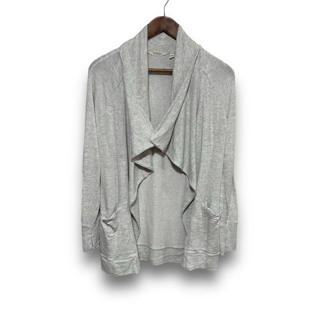 Athleta Women's Studio Wrap Open Front Magnetic Cardigan Gray Size XS Length 28"
